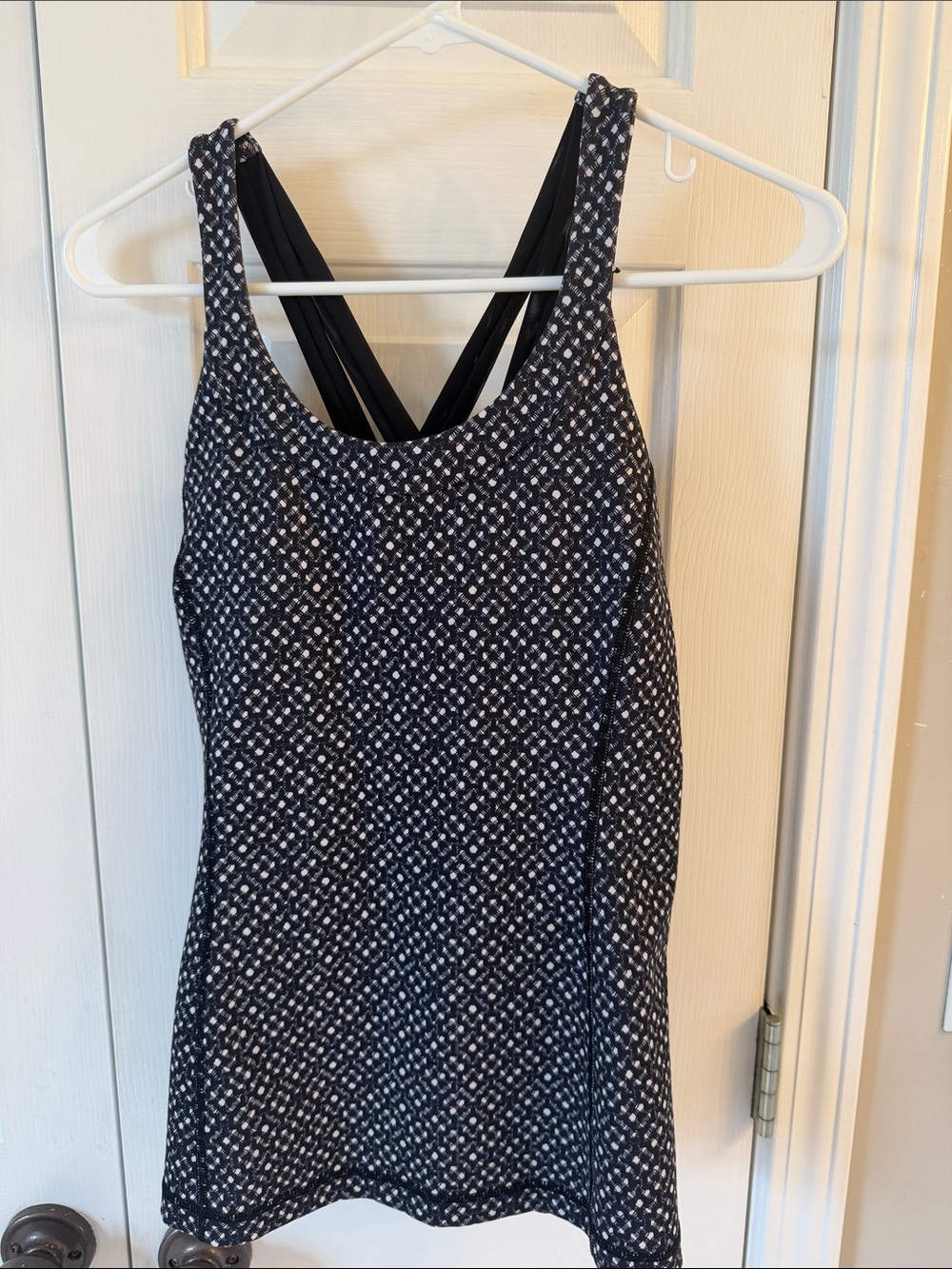 Black & White Patterned Lululemon Athletic Tank with Strappy Back